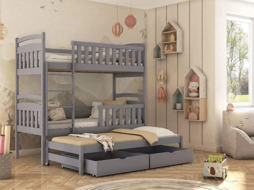 Viki Wooden Bunk Bed with Trundle and Storage