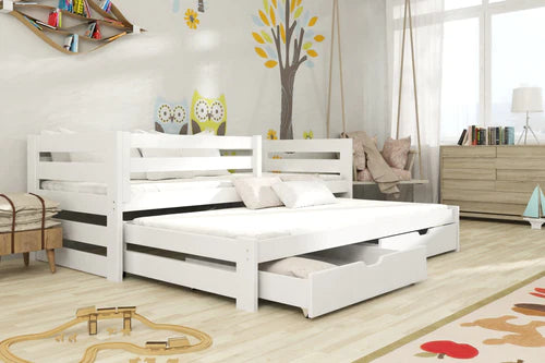Kubus Wooden Double Bed with Trundle and Storage