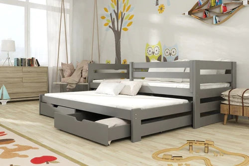 Kubus Wooden Double Bed with Trundle and Storage