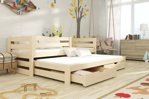 Kubus Wooden Double Bed with Trundle and Storage