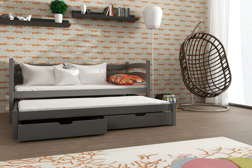Tosia Wooden Bed with Trundle and Storage