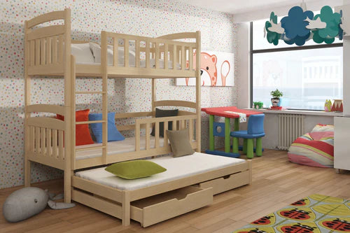 Viki Wooden Bunk Bed with Trundle and Storage