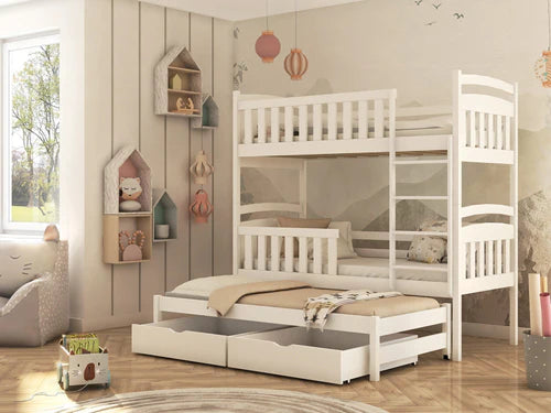 Viki Wooden Bunk Bed with Trundle and Storage