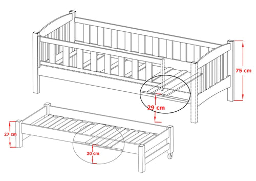Amelka Wooden Bed with Trundle and Storage