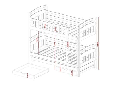 Blanka Wooden Bunk Bed with Trundle and Storage