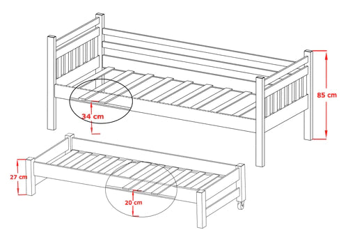 Daniel Wooden Bed with Trundle and Storage