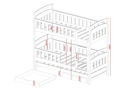 Harriet Wooden Bunk Bed with Trundle and Storage