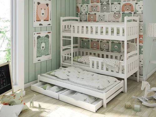 Harriet Wooden Bunk Bed with Trundle and Storage