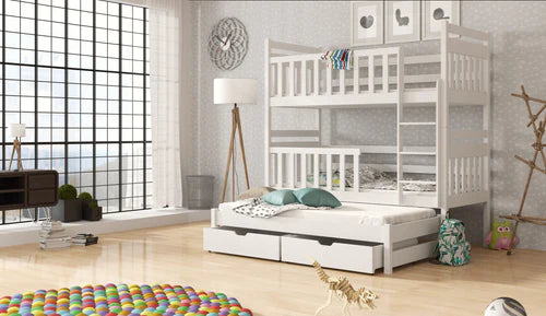 Klara Wooden Bunk Bed with Trundle and Storage