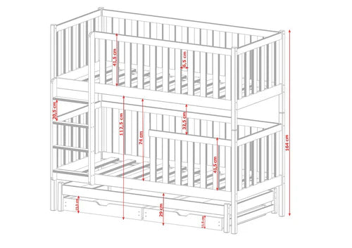 Grey Lea Bunk Bed with Trundle and Storage