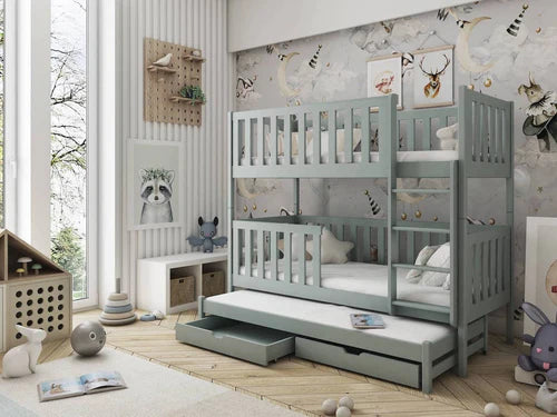 Grey Lea Bunk Bed with Trundle and Storage