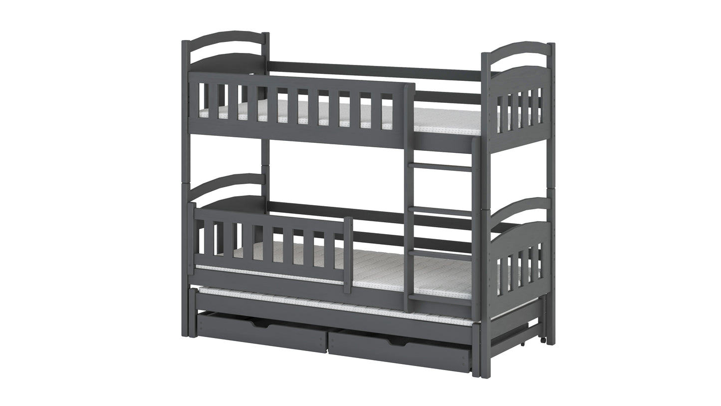 Blanka Wooden Bunk Bed with Trundle and Storage