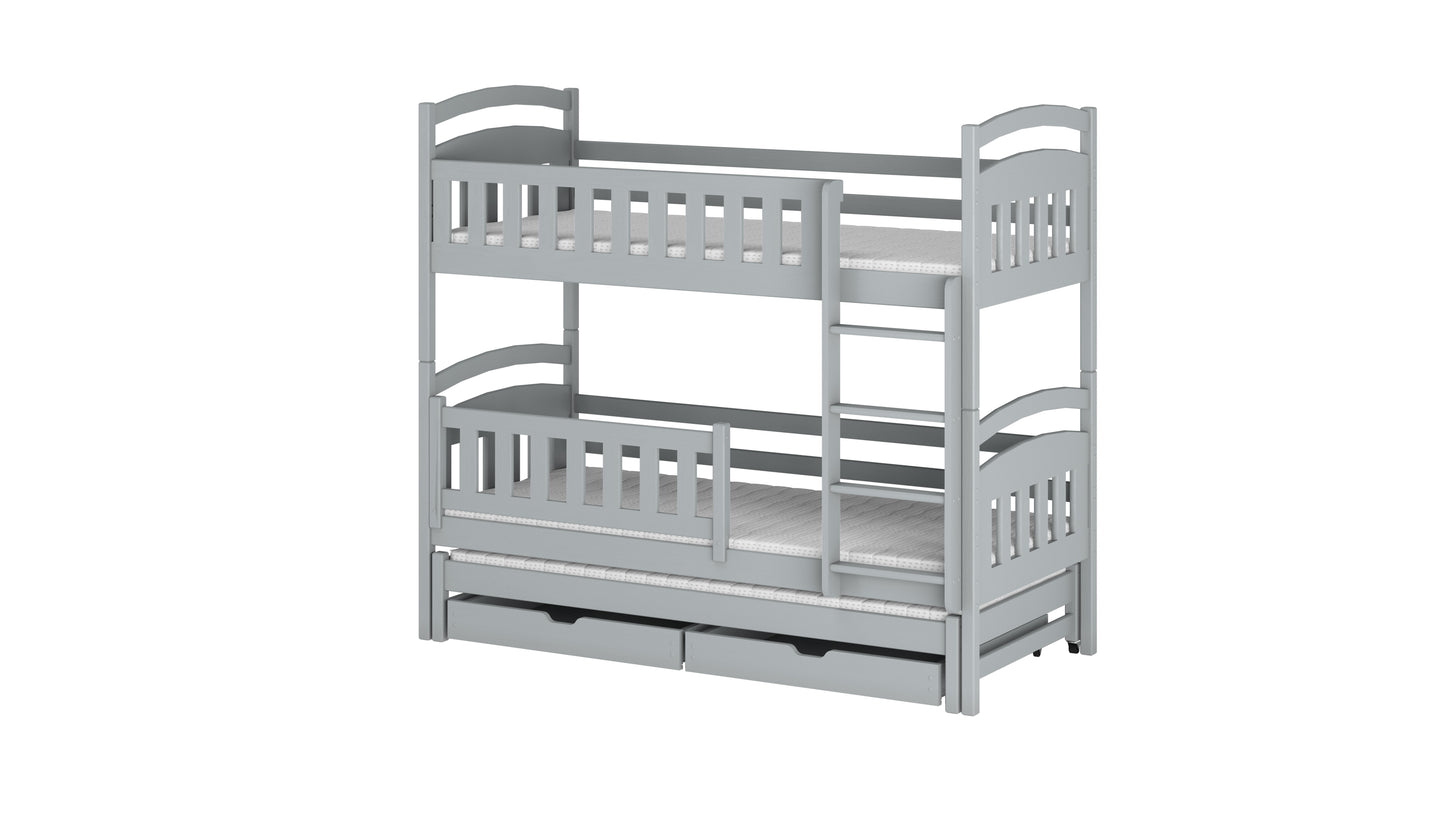 Blanka Wooden Bunk Bed with Trundle and Storage