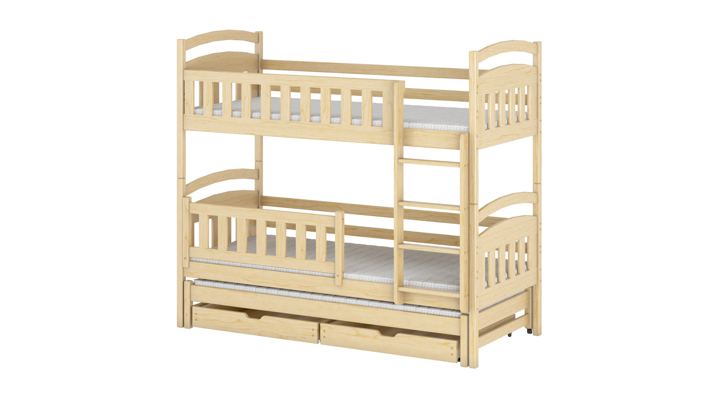 Blanka Wooden Bunk Bed with Trundle and Storage