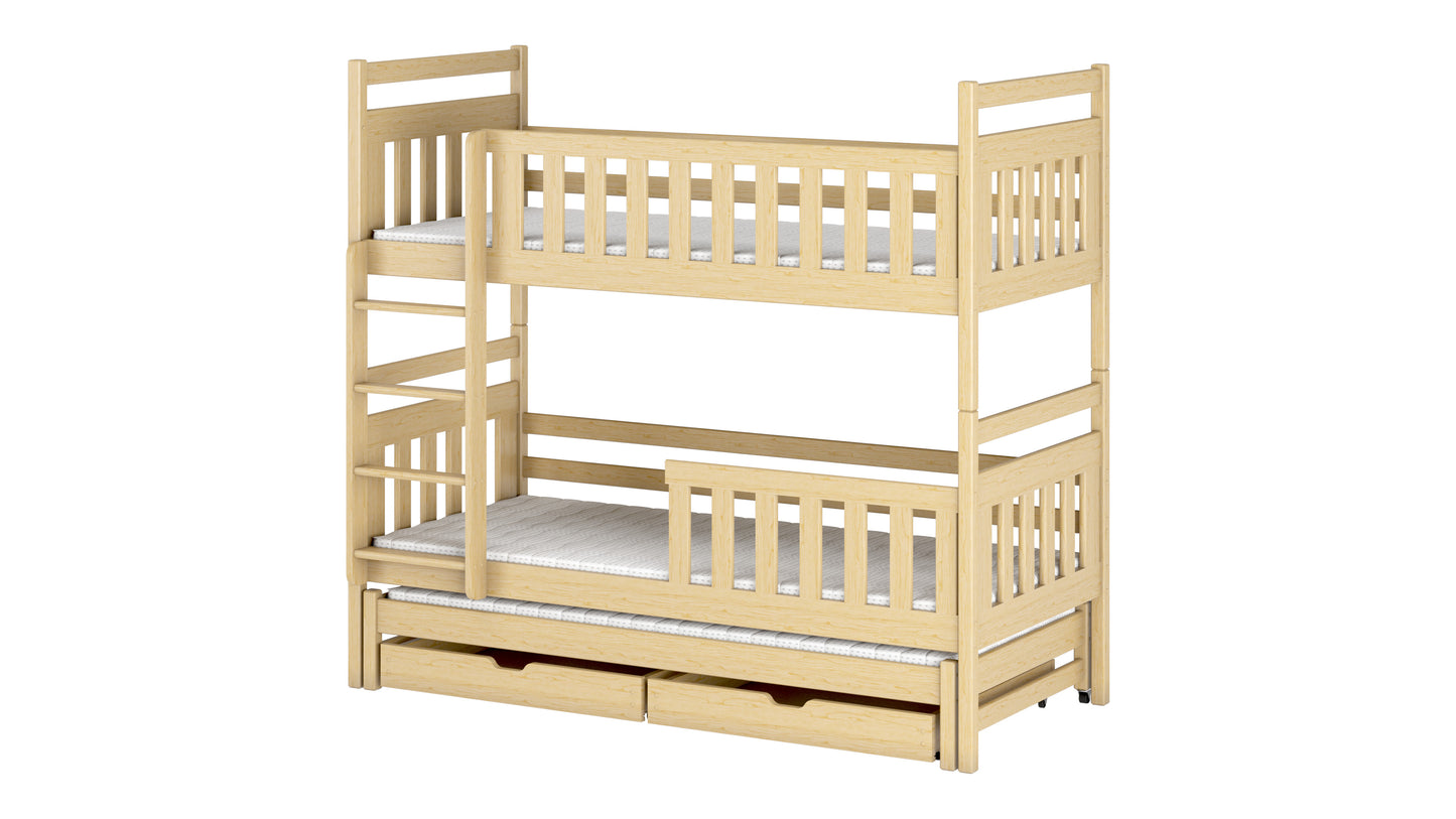 Klara Wooden Bunk Bed with Trundle and Storage