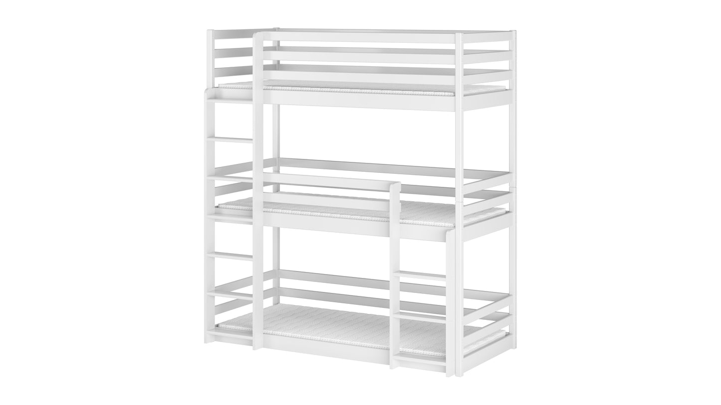 Ted Wooden Triple Bunk Bed in White