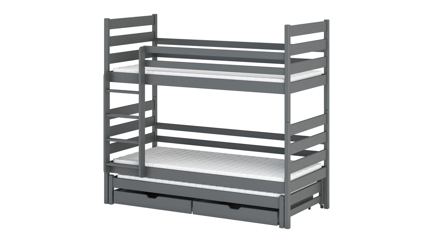 Tomi Wooden Bunk Bed with Trundle and Storage