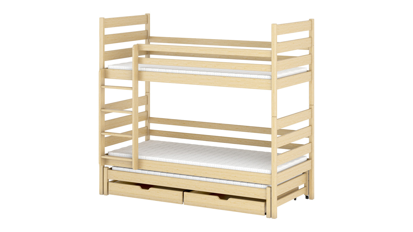 Tomi Wooden Bunk Bed with Trundle and Storage