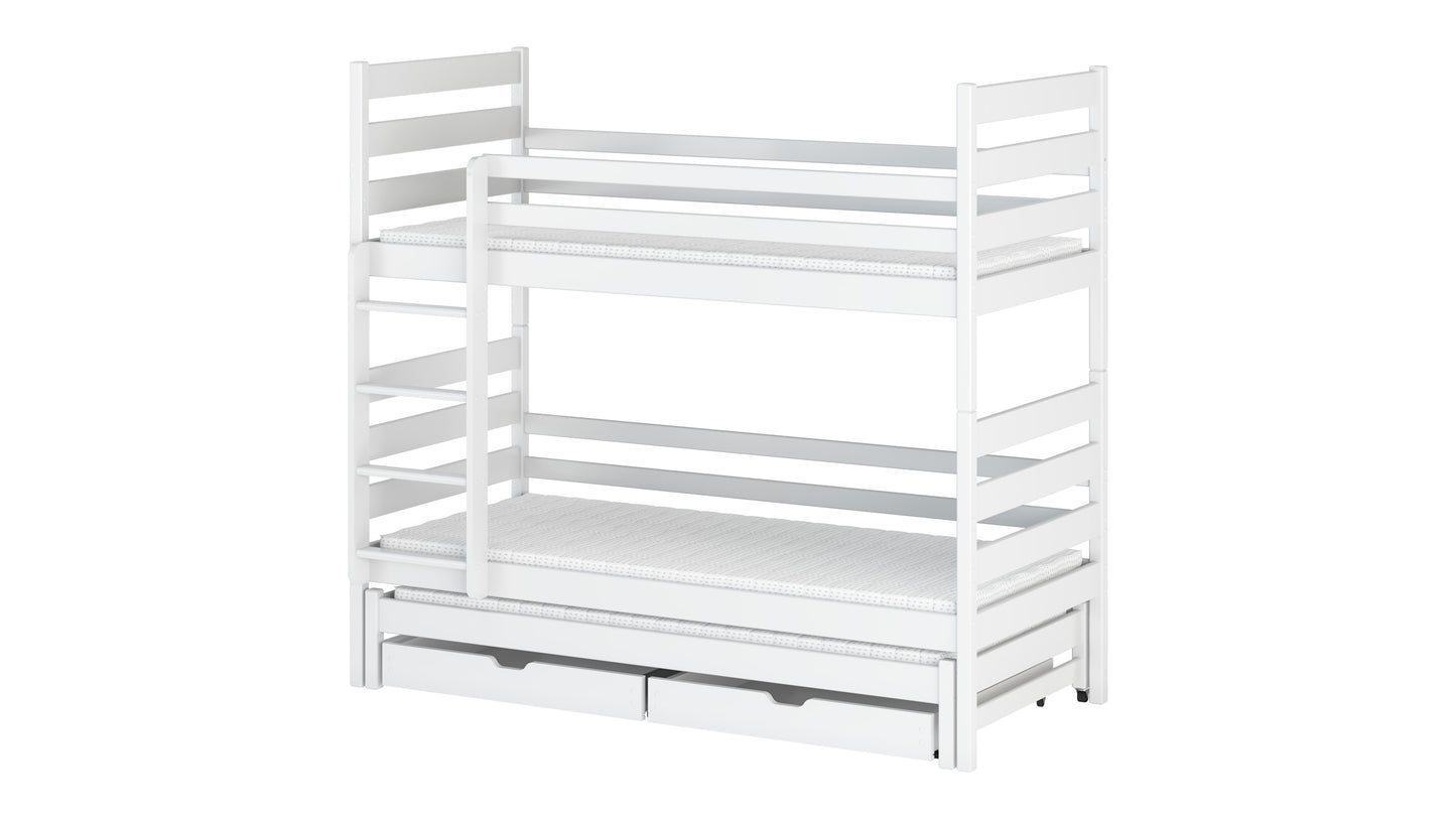 Tomi Wooden Bunk Bed with Trundle and Storage