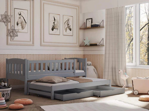 Amelka Wooden Bed with Trundle and Storage