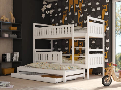 Blanka Wooden Bunk Bed with Trundle and Storage