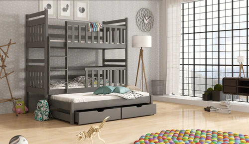 Klara Wooden Bunk Bed with Trundle and Storage
