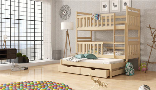 Klara Wooden Bunk Bed with Trundle and Storage
