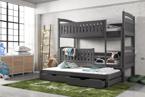 Blanka Wooden Bunk Bed with Trundle and Storage