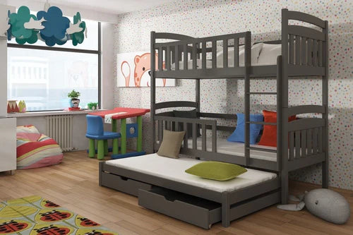 Viki Wooden Bunk Bed with Trundle and Storage