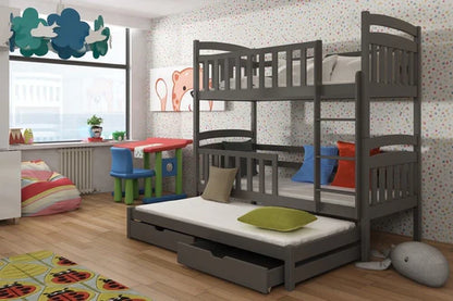 Viki Wooden Bunk Bed with Trundle and Storage