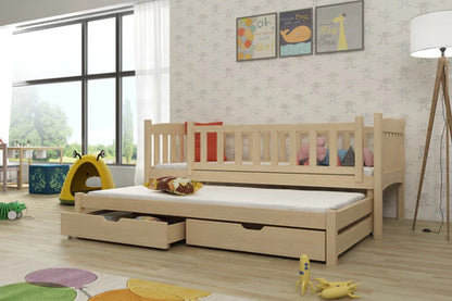 Amelka Wooden Bed with Trundle and Storage