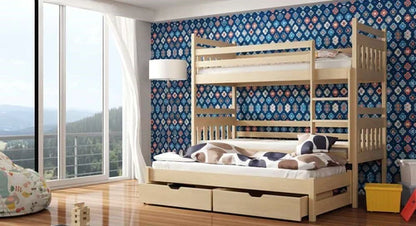 Seweryn Wooden Bunk Bed with Trundle and Storage
