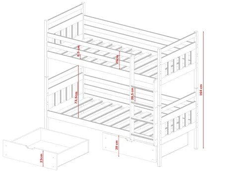 Adas Wooden Bunk Bed with Storage