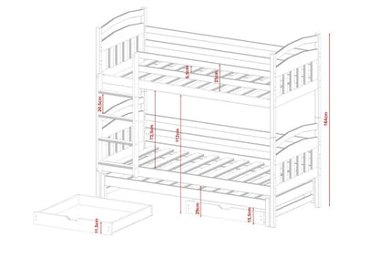 Alan Wooden Bunk Bed with Trundle and Storage