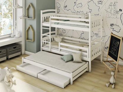 Alan Wooden Bunk Bed with Trundle and Storage