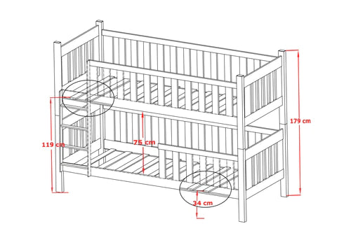David Wooden Bunk Bed with Storage