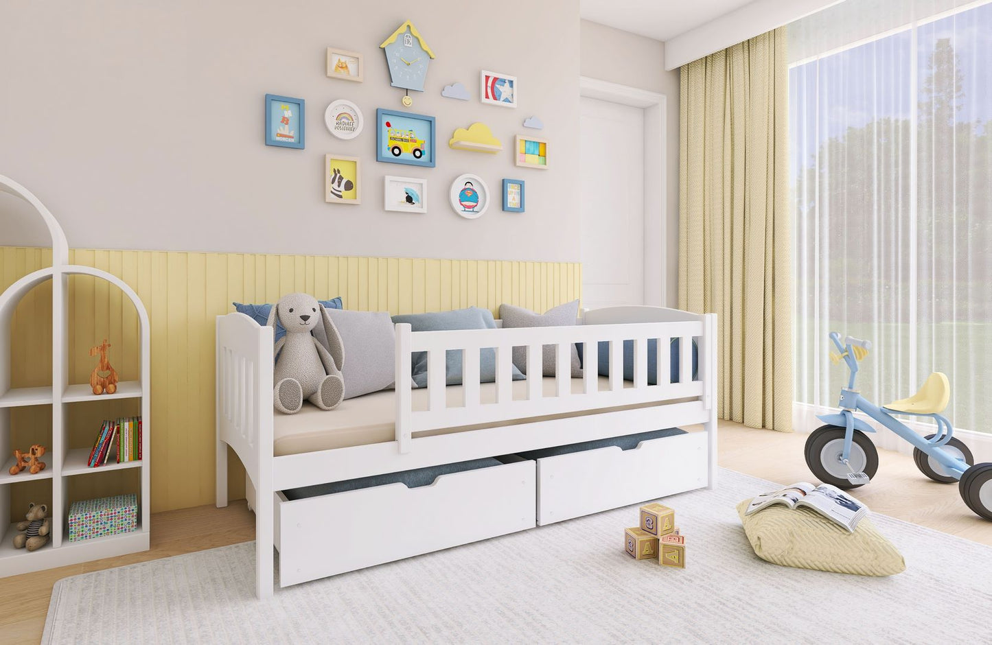 Gucio Wooden Single Bed with Storage