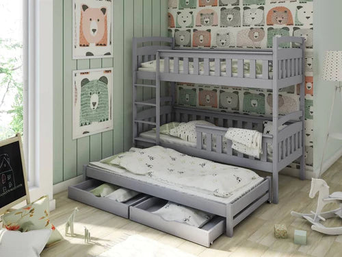 Harriet Wooden Bunk Bed with Trundle and Storage