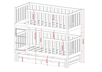 Grey Lea Bunk Bed with Trundle and Storage