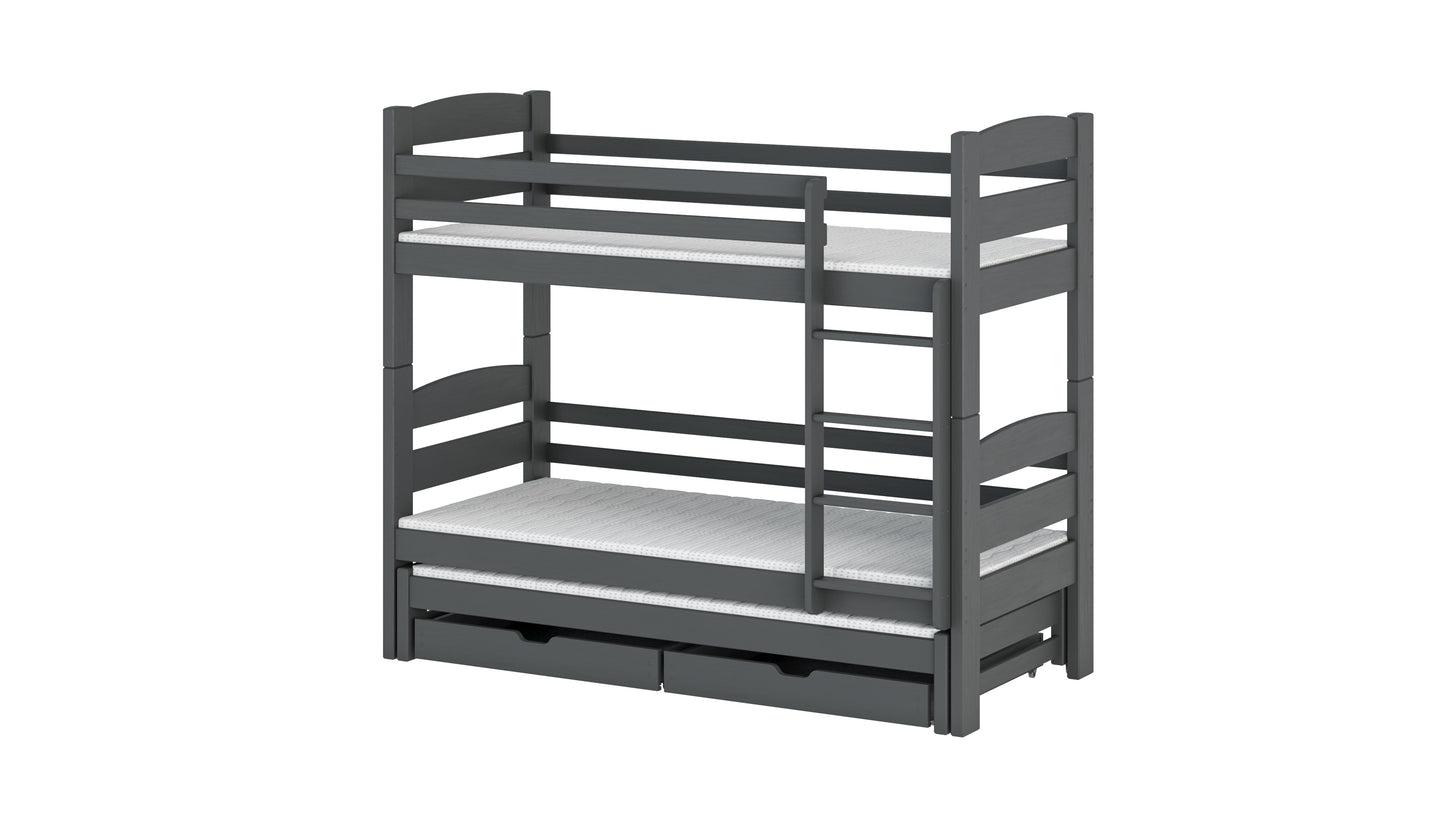 Cezar Wooden Bunk Bed with Trundle and Storage