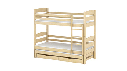 Cezar Wooden Bunk Bed with Trundle and Storage