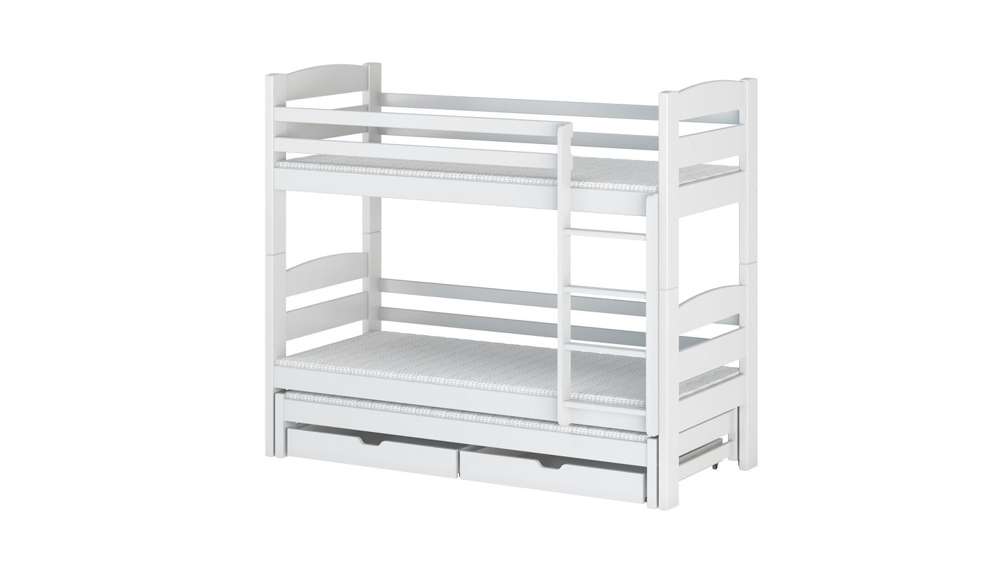 Cezar Wooden Bunk Bed with Trundle and Storage