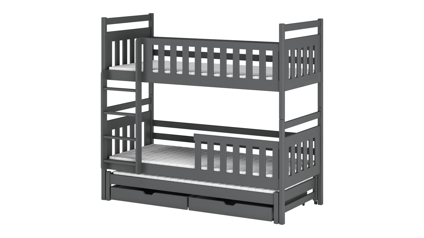 Klara Wooden Bunk Bed with Trundle and Storage