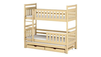 Klara Wooden Bunk Bed with Trundle and Storage