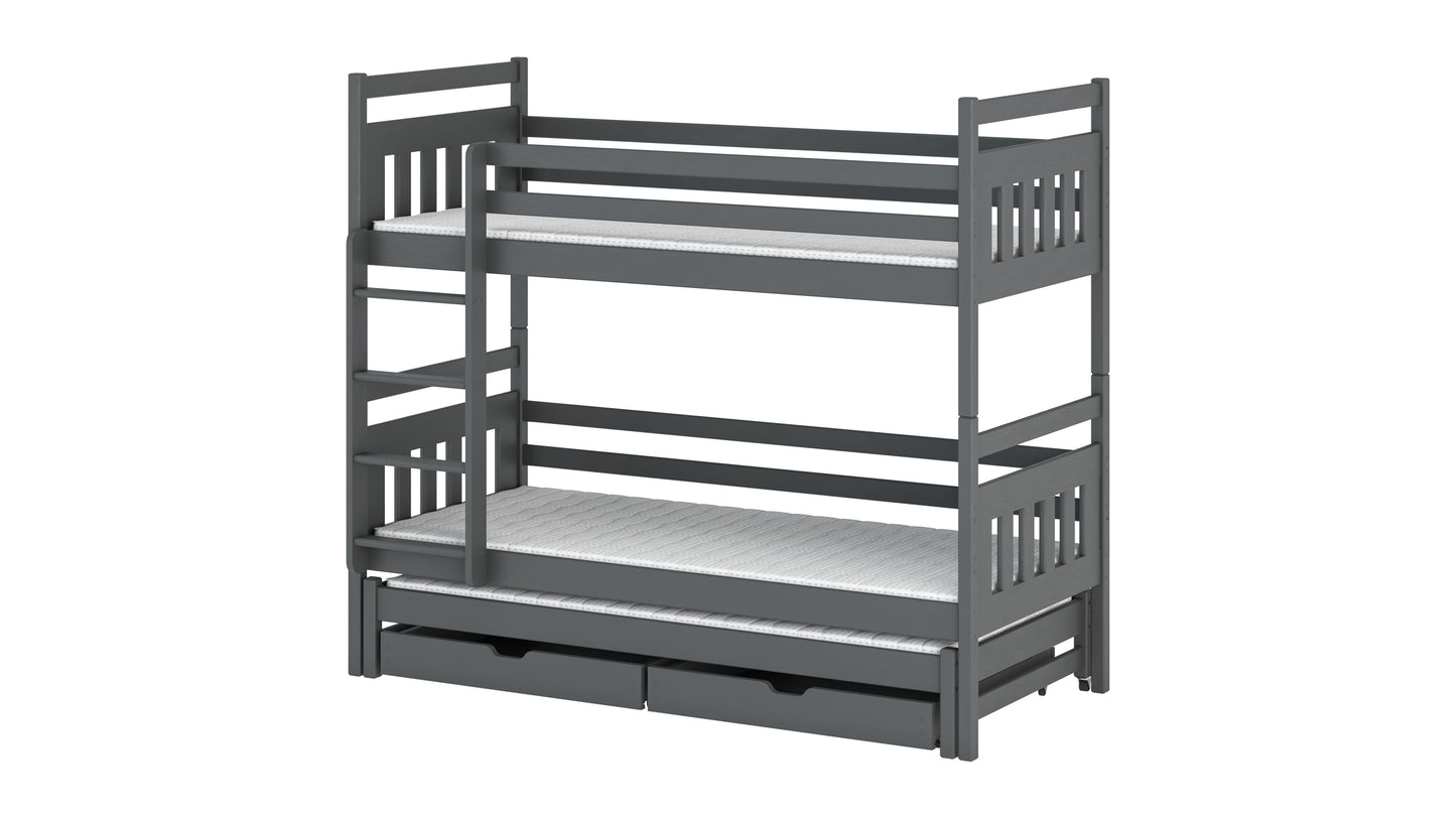 Seweryn Wooden Bunk Bed with Trundle and Storage