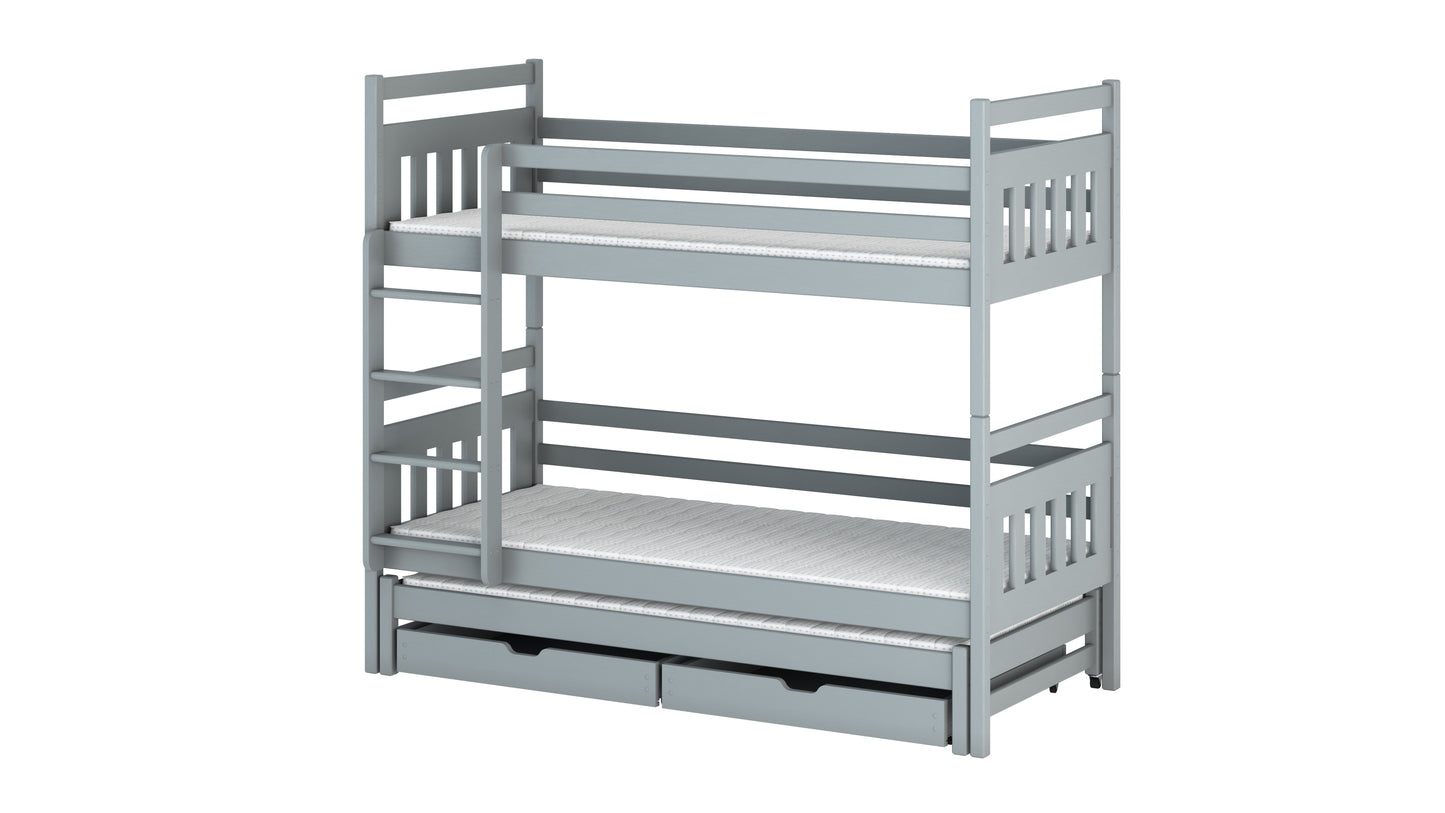 Seweryn Wooden Bunk Bed with Trundle and Storage