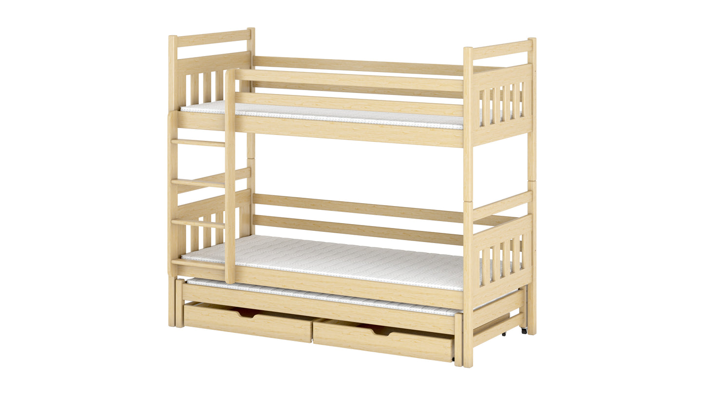 Seweryn Wooden Bunk Bed with Trundle and Storage