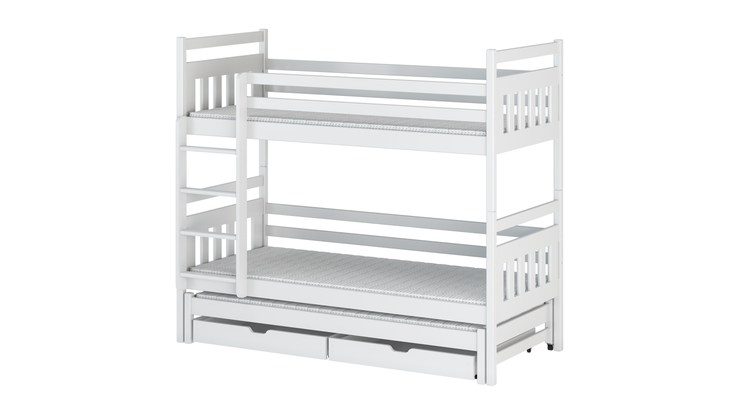 Seweryn Wooden Bunk Bed with Trundle and Storage