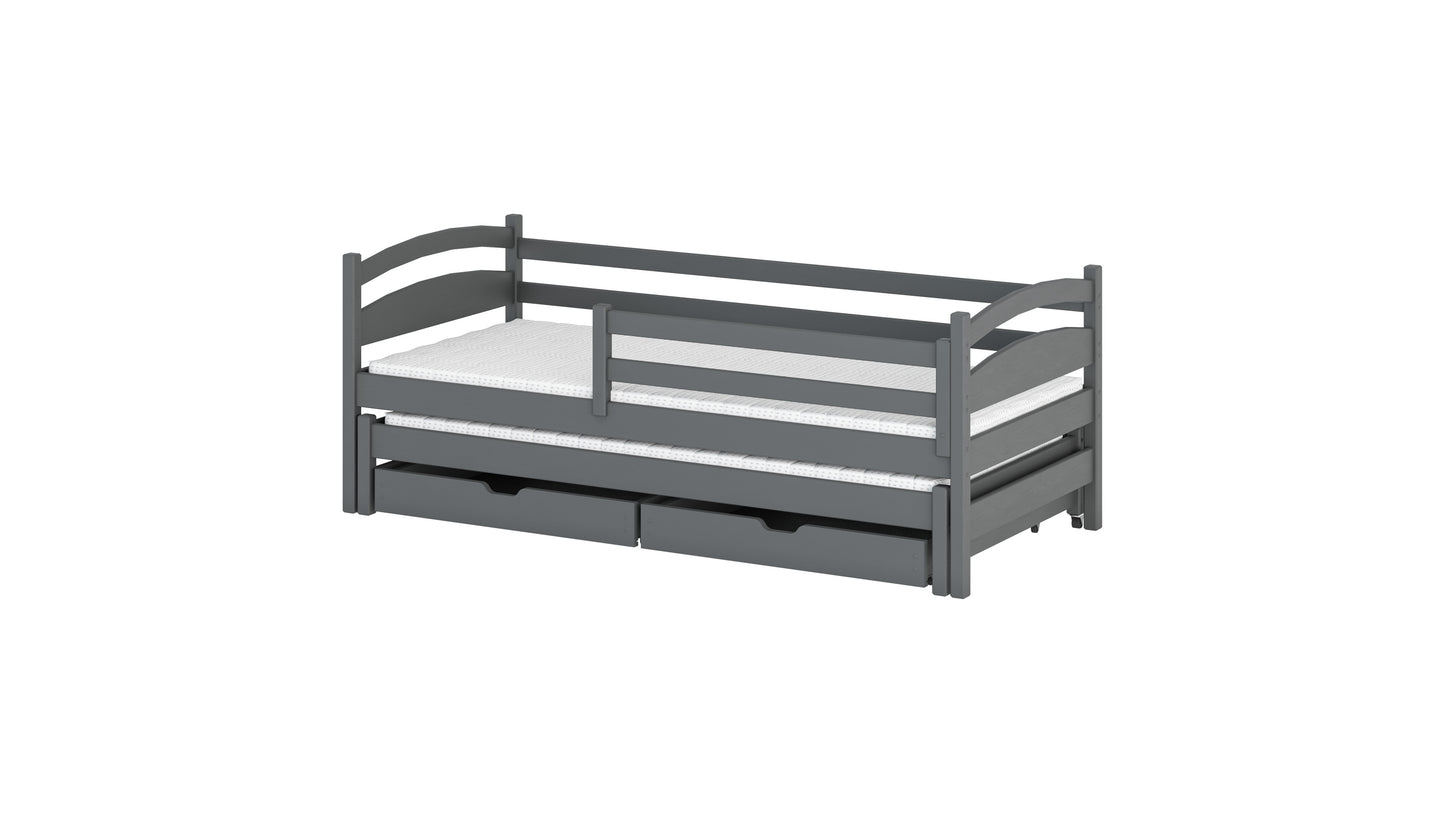 Tosia Wooden Bed with Trundle and Storage