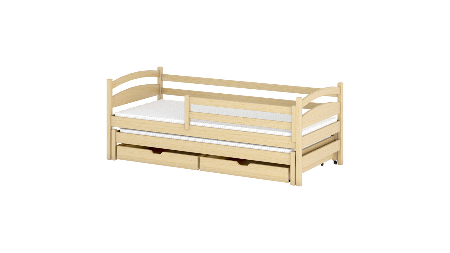 Tosia Wooden Bed with Trundle and Storage